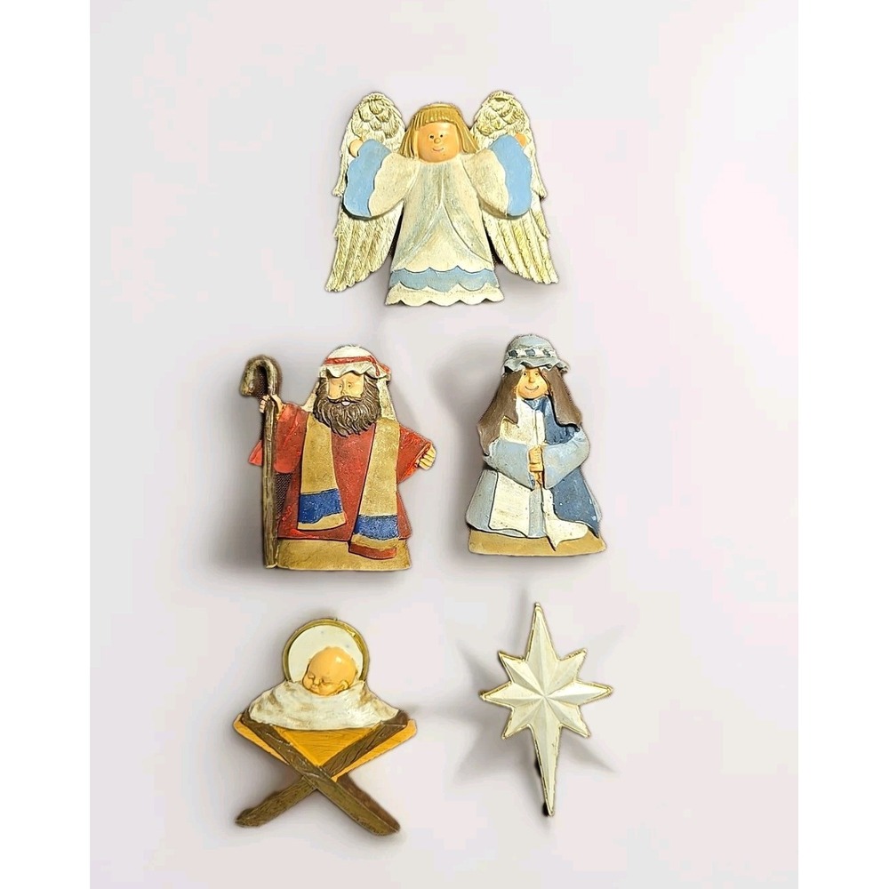 Vintage Nativity Scene Christmas Tree Ornaments Lot Of 5‎